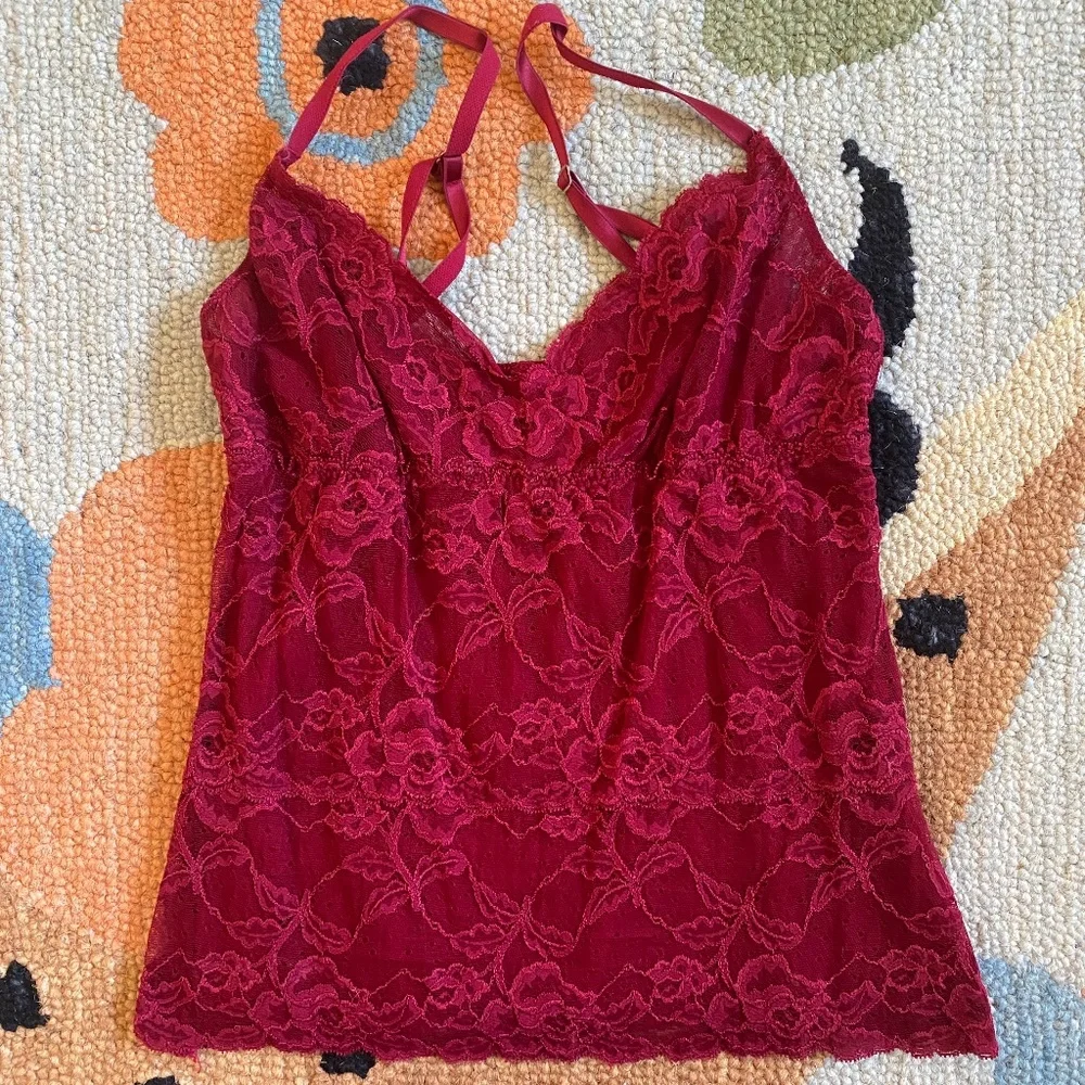 Banana Republic I Y2K I Pink Raspberry Faux Wrap Printed Top & Cami - Picture 11 of 16